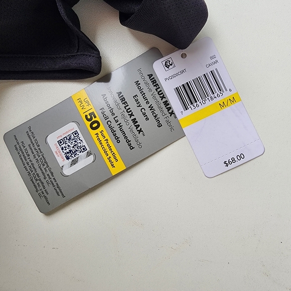 NWT $68 PGA Tour Airflux Golf Dress Black Athletic V-Neck Collared UPF 50 Sz M - Picture 14 of 16